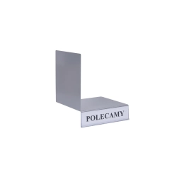 Metalowa podpórka do książek z miejscem na opis LEWOSTRONNA